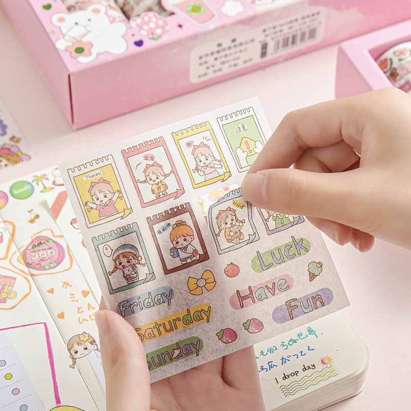 PAOPAO Stiker 1 Set Box Cute Import Quality 10 X 10 Karakter Lucu dan Roll Stiker