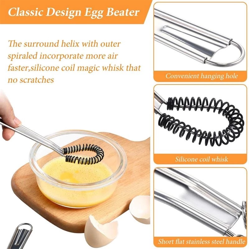 [ 20.5cm Stainless Steel Kitchen Manual Egg Whisk] [Multifunctional Kitchen Tools] [Kitchen Useful Utensils &amp; Gadgets]