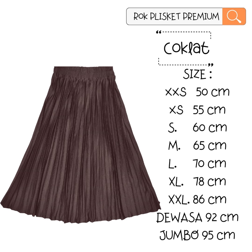 AM27 ROK PANJANG PLISKET PAYUNG Anak 1-12 thn POLOS PLEATED SKIRT MUSLIM