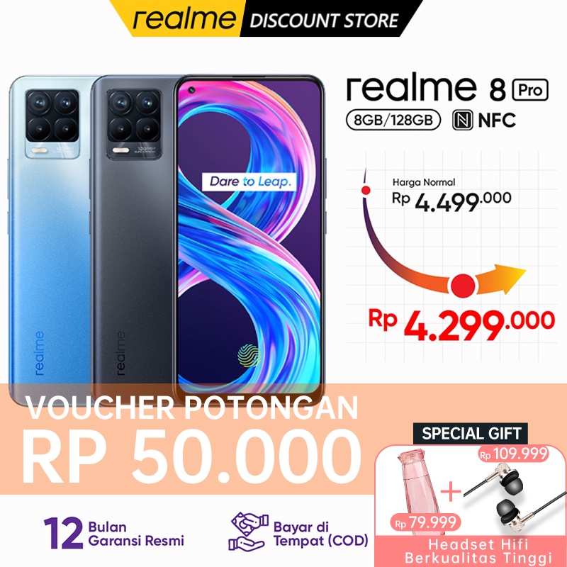 【Palsu, Ganti 10x Lipat】HP realme 8 Pro 8/128 [108MP Quad Camera, 50W Charge, SuperAMOLED]