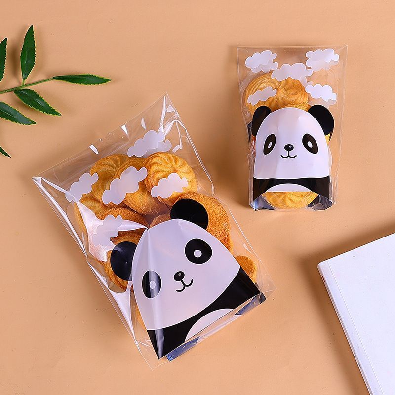 PLASTIK ROTI OPP BAKPAO CAKE BOLU MOTIF PANDA CLOUDY  16x20/14x20/PEREKAT 10pcs