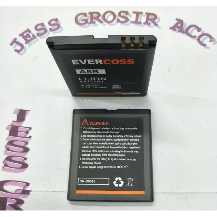 Baterai Battery EVERCOSS , EVERCROSS , CROSS A5B Double Power 5000Mah - Hitam