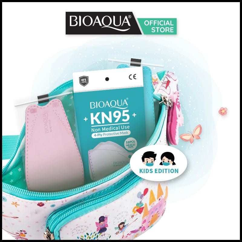 BIOAQUA Disposable Mask EVO Anak Motif N95 KN95 BFE 95% Masker Kesehatan wajah Kids 4ply 10pcs