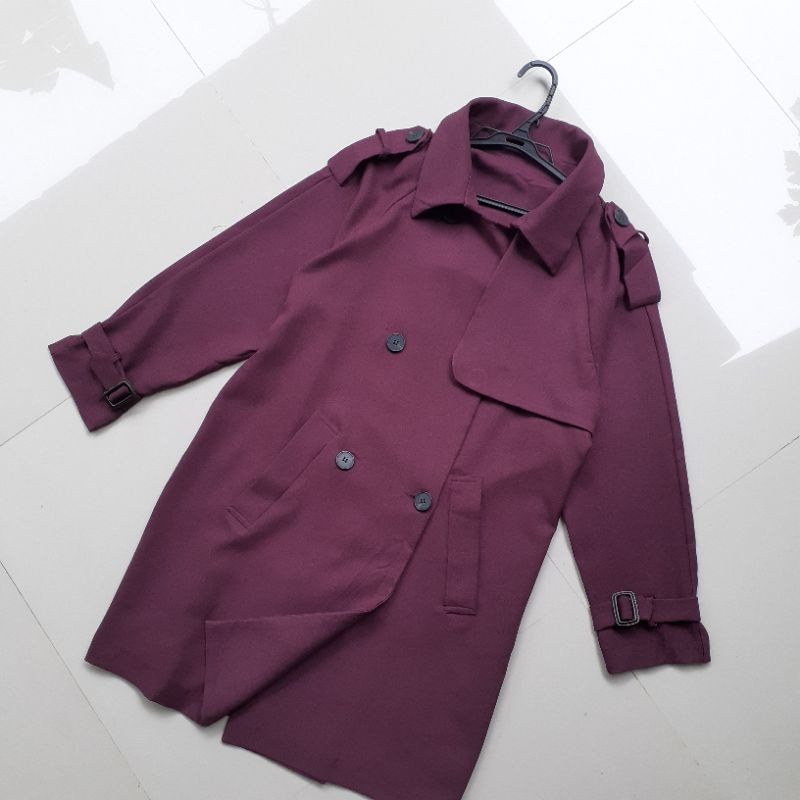 Jaket coat wanita maroon second