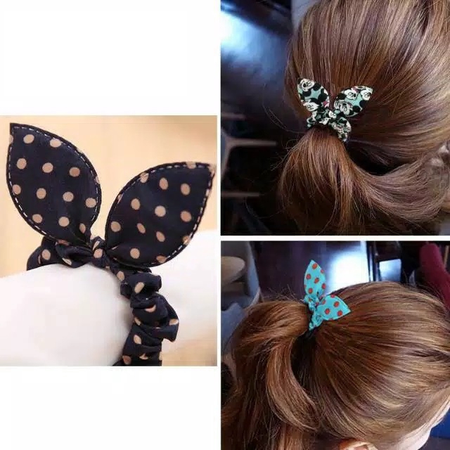 (KIM) IKAT RAMBUT ELASTIS / BANDO CUTE / BANDO DAN IKAT RAMBUT CHIBI RABBIT PITA