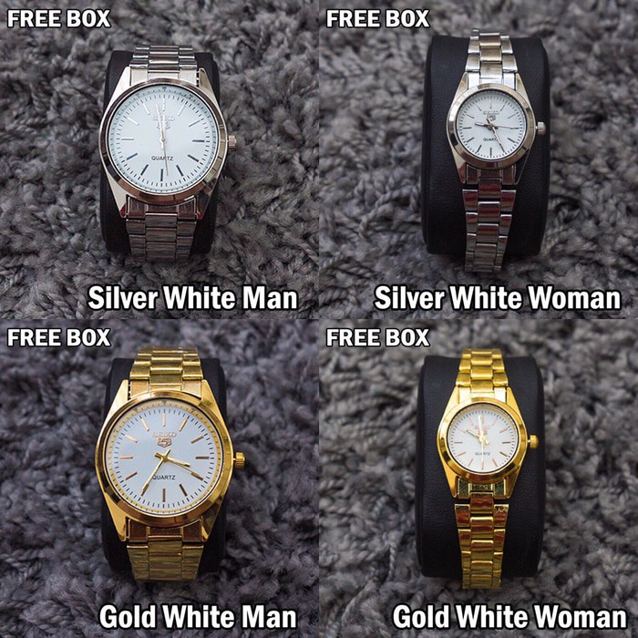 Jam Tangan Couple / Wanita / Pria Gold Silver Seiko