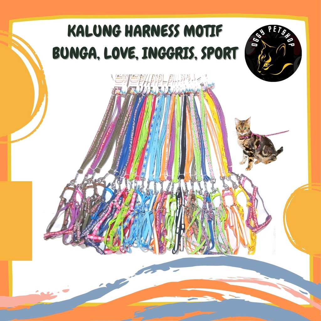 kalung harness berbagai motif unik untuk hewan peliharaan