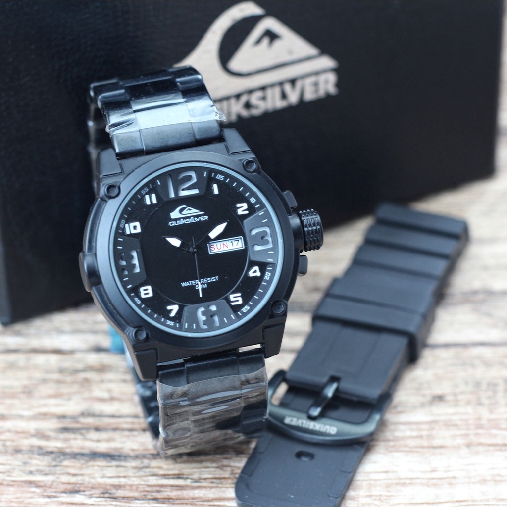 Jam tangan pria Quiksilver 7367 tali rantai paket