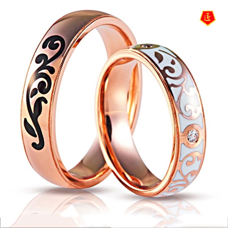 [Ready Stock]Simple Personality Rose Gold Ceramic Couple Rings