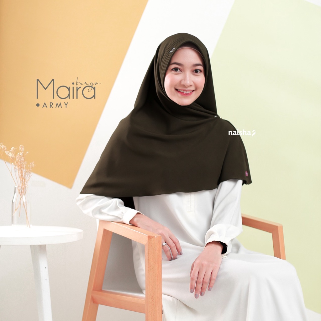 Naisha Official - Maira Bergo Pad Syar'i Instan Daily Khimar Muslimah-Hijau Tua