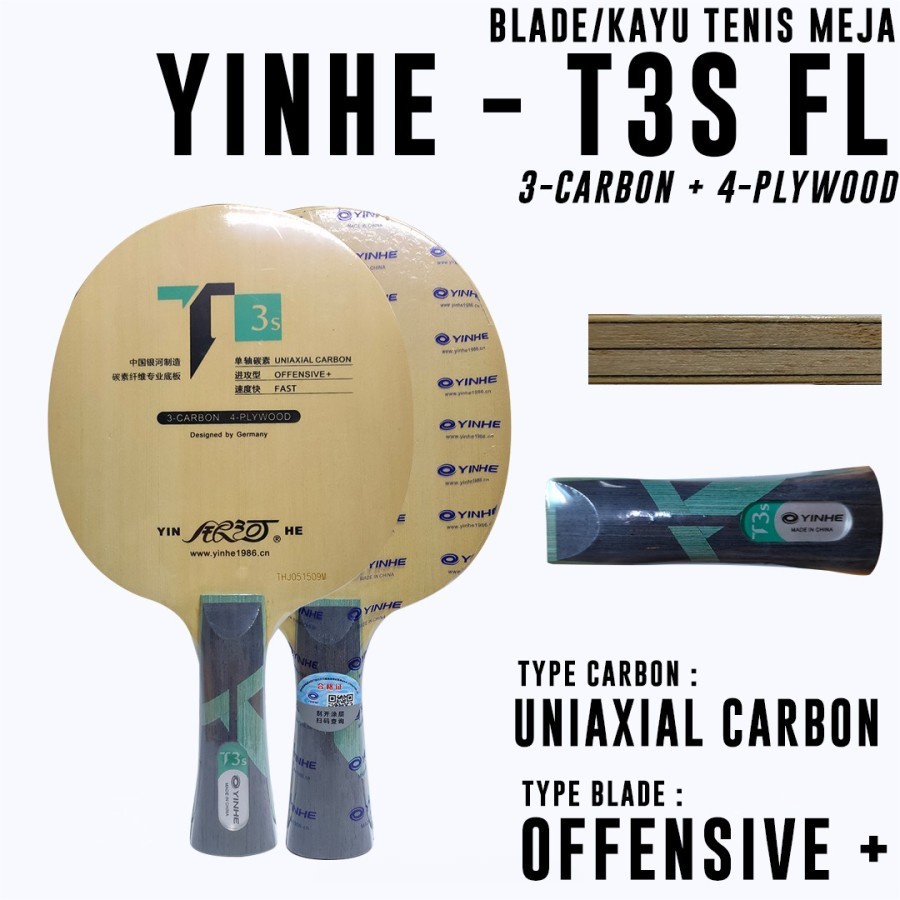Kayu Bet Pingpong Tenis Meja YINHE T3S CARBON Original