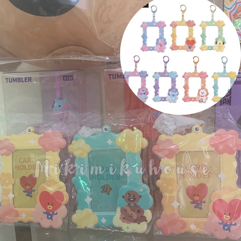 BT21 PHOTOCARD HOLDER KEYRING PHOTO CARD OFFICIAL BTS TINYTAN PC CHAIN FRAME KEY RING GANTUNGAN POST