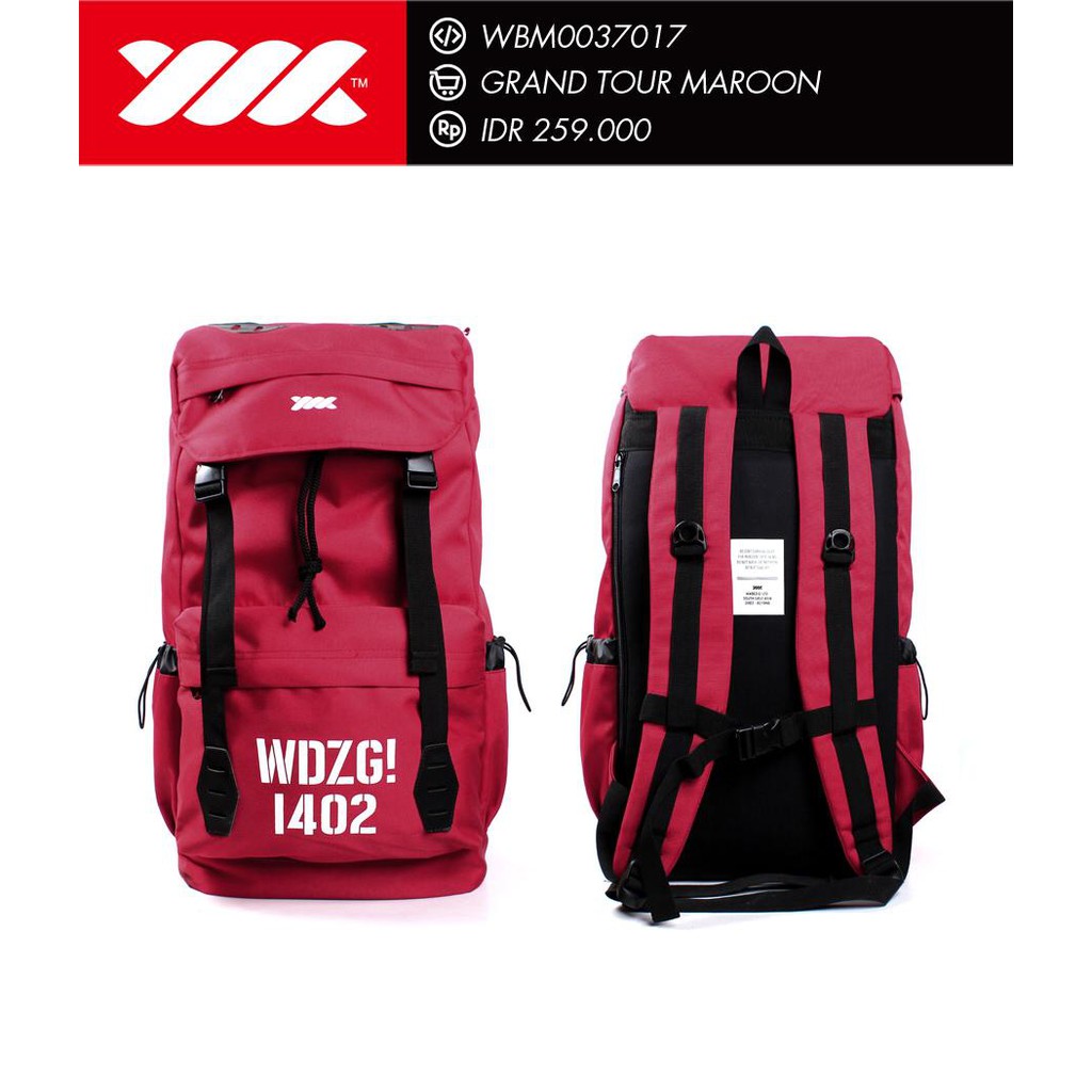 Tas Punggung / Ransel/ Backpack GRAND TOUR MAROON BAG Wadezig Original