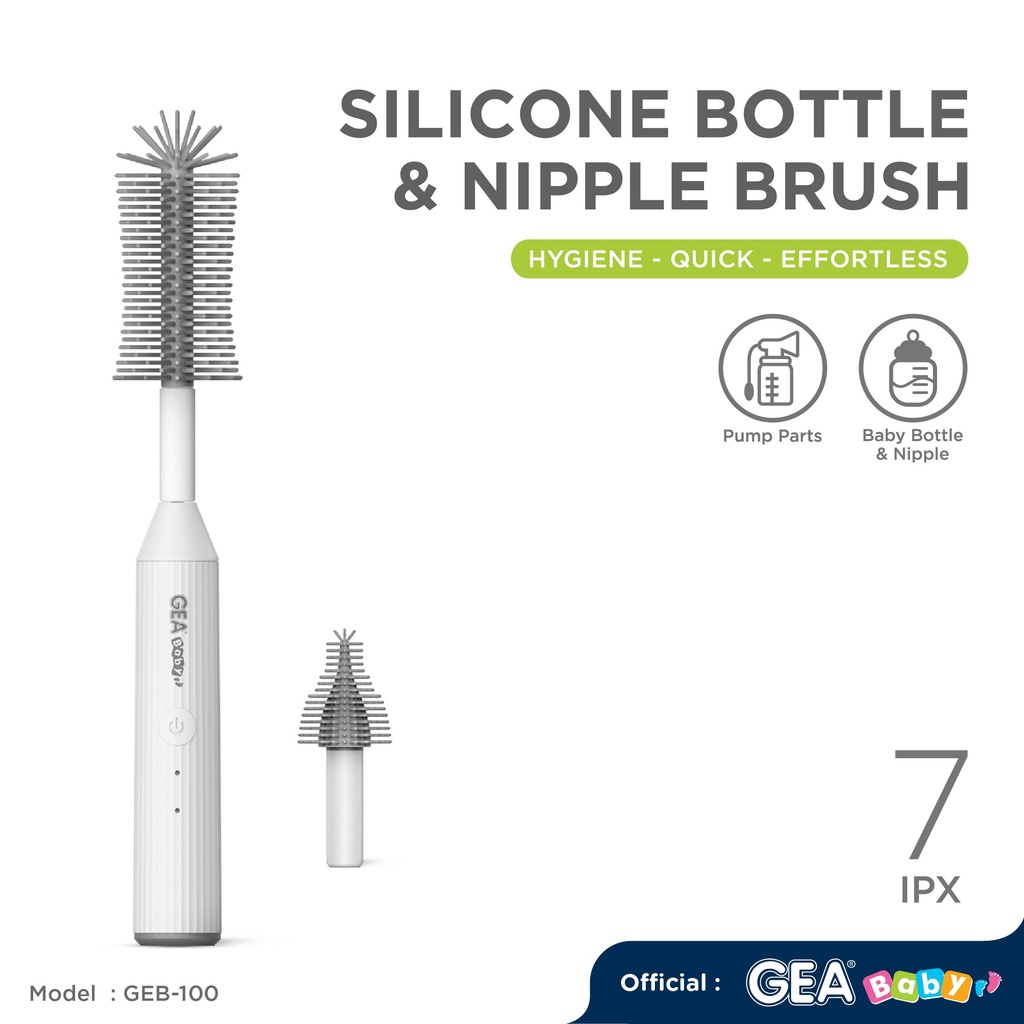 Makassar - GEA Baby Silicone Bottle &amp; Nipple Brush GEB-100 / Sikat Botol Elektrik