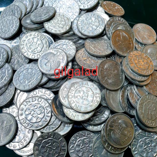 KOIN 25 SEN 1957 GARUDA ALUMUNIUM, KOIN KUNO KOIN MAHAR