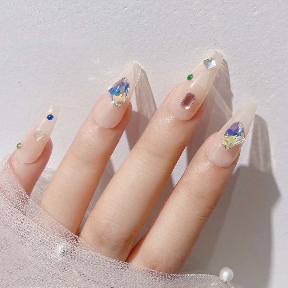 Mxbeauty Aurora Nail Art Rhinestones Wanita Fashion Berbentuk Tidak Teratur Korea Nail Drills Hiasan Kuku 3D Perhiasan Kuku