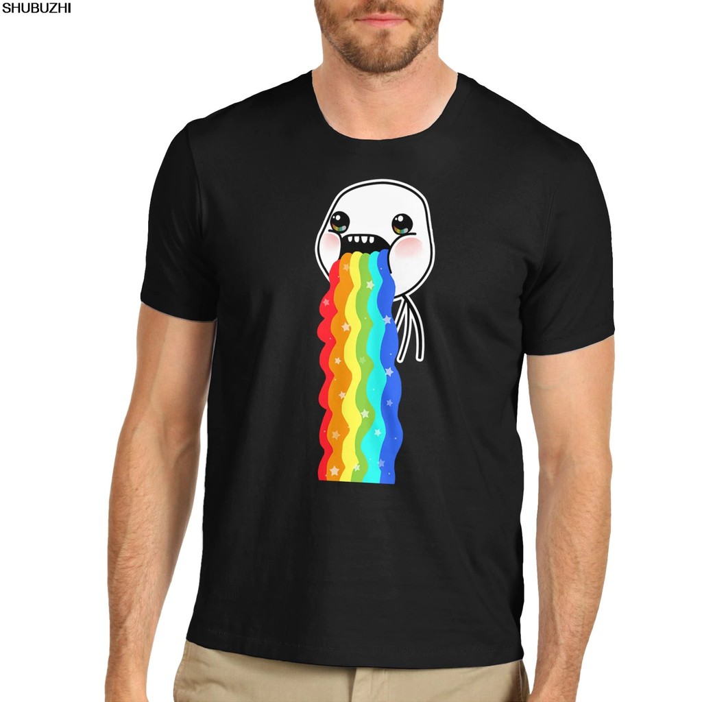 Stok Siapt Shirt Lucu Rainbow Puke Meme Premium T Shirt Katun Kartun Pria Shopee Indonesia