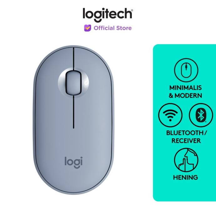 Logitech Pebble M350 Mouse Wireless Bluetooth Slim Silent - Blue Terlaris