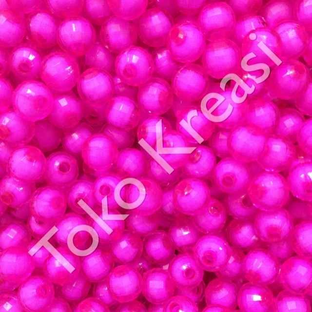 Mote / Manik lampion isi 8mm warna pink stabilo