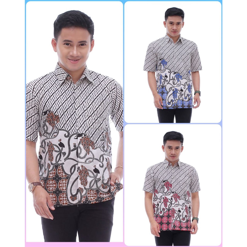 BAJU PAKAIAN KEMEJA BATIK FORMAL KANTOR PRIA LAKI LAKI COWOK DEWASA LENGAN PENDEK MURAH