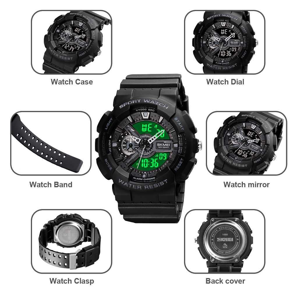 Jam Tangan Pria SKMEI Dual Time S-Shock Men Sport Original AD1688-4