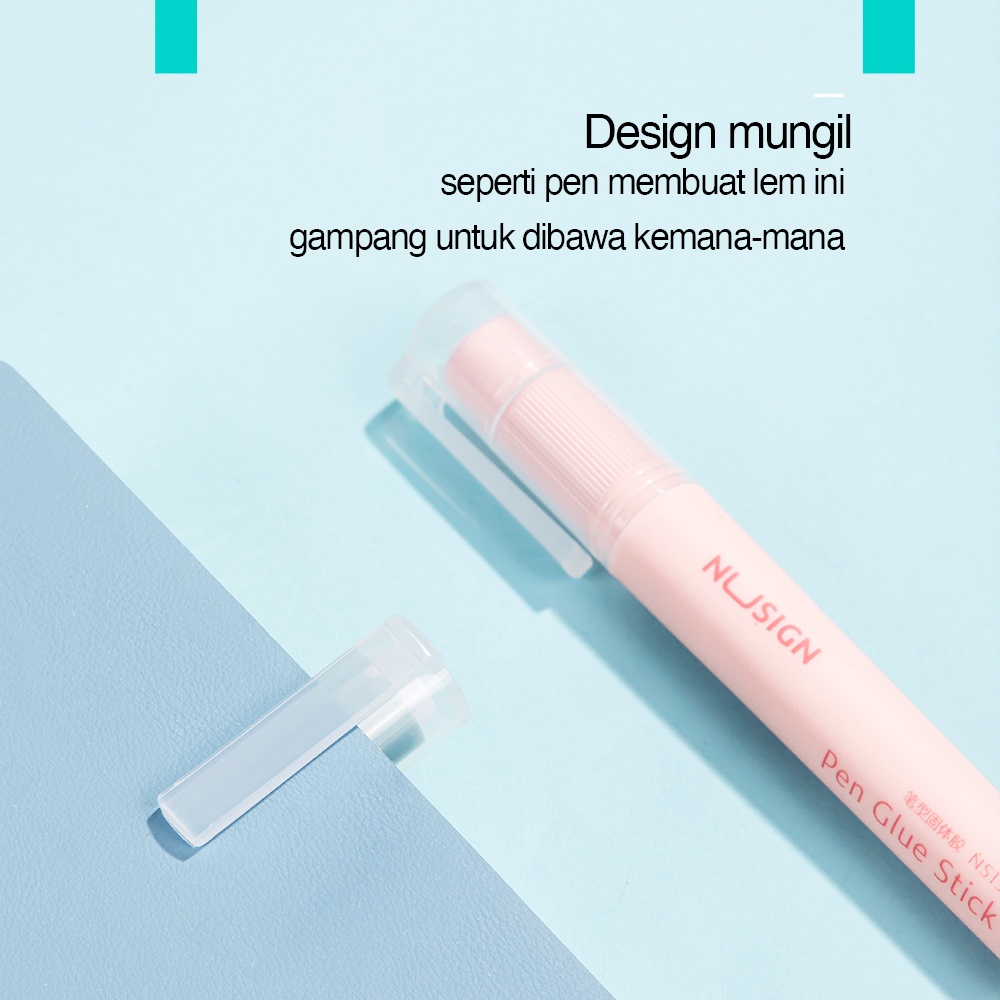 Nusign Pen Glue Stick / Lem Stick Berbentuk Pen PVP 5g Warna Pastel NS138