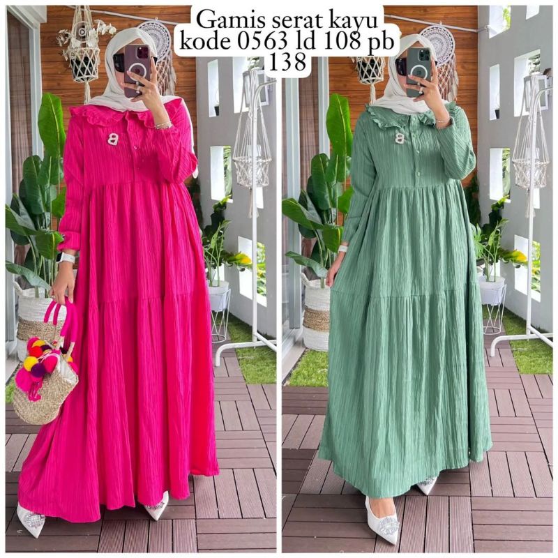 Gamis Serat Kayu Terlaris / Dress Midi Serat Kayu Terlaris / Dress Midi Rubiah / Gamis Rubiah Umpak 
