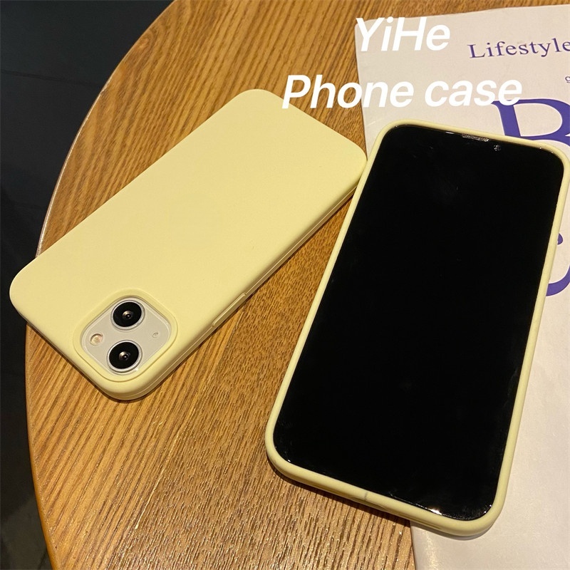 Soft Case Silikon Warna Kuning Susu Untuk IPhone 14 13 12 11 Pro X XR XS Max 6 6s 7 8 Plus