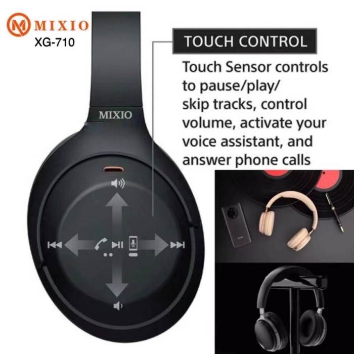 MIXIO XG-710 Headset Bluetooth Wireless TOUCH CONTROL Headphones