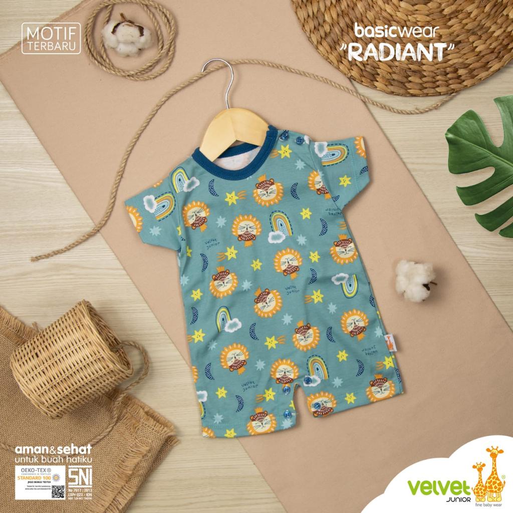 VELVET JUNIOR ROMPER SEGIEMPAT NORTHERN LIGHTS / RADIANT Baju Tidur Velvet Lucu Fashion Anak Bayi Cowok Cewek Terlaris-2