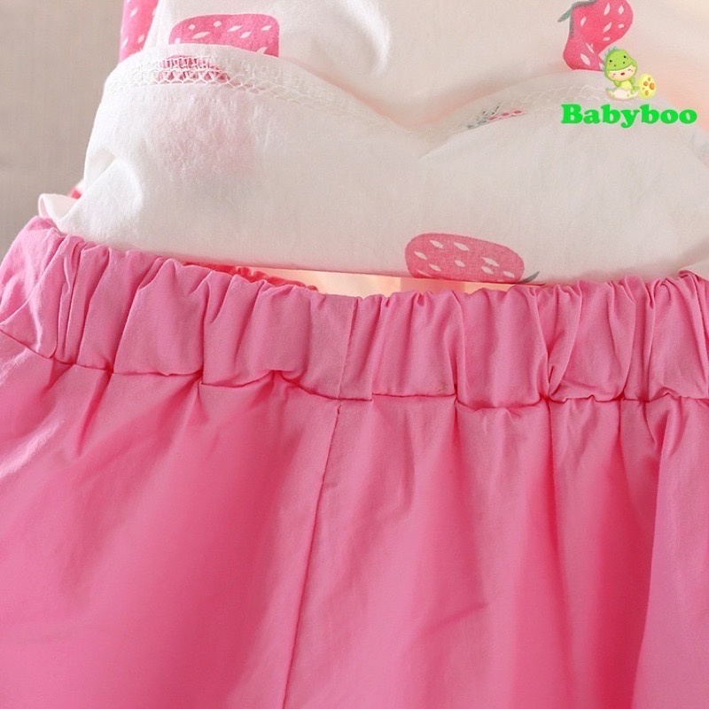 Setelan Baju Anak / Pakaian Lengan Pendek Anak Perempuan Motif Strawberry