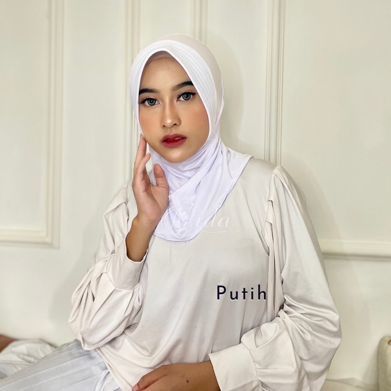 Jilbab Sport Volly Jersey Hijab Instant-Putih
