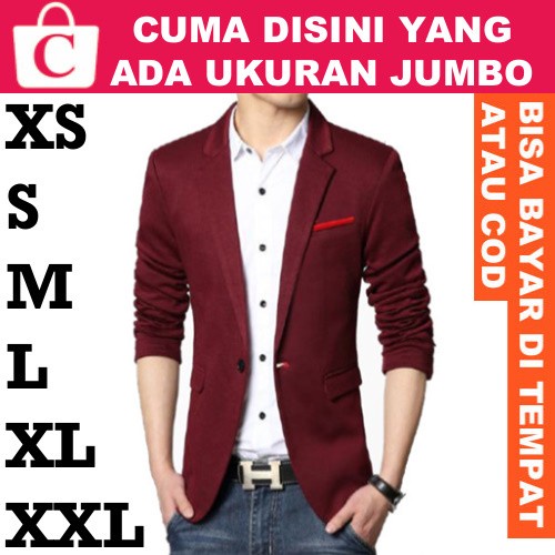 19 WARNA BLAZER JAS PRIA POLOS KANTOR KERJA MERAH MAROON HATI TUA ASLI IMPORT 