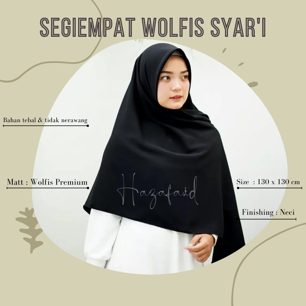 Hijab Syar'i Segi Empat Jumbo | Kerudung Wolfis