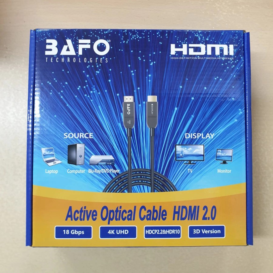 Kabel HDMI V2.0 Fiber Optic 4K 3D ARC 50 Meter BAFO 50M