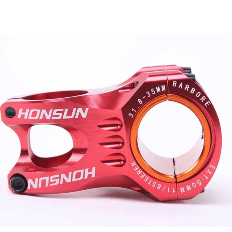 Honsun Stem 31.8 mm Panjang 50 mm OS Stem Handlebar Sepeda AM XC Merah