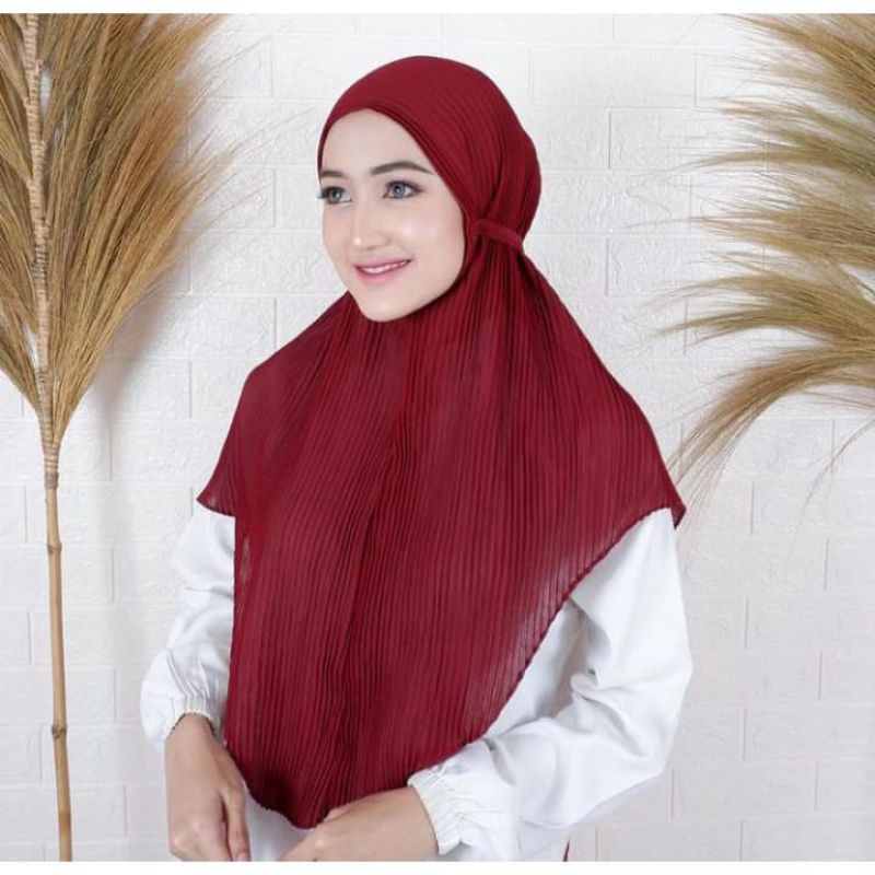 Jilbab Instan BERGO MARYAM PLISKET Kerudung Instant Tali Full Hyget Premium