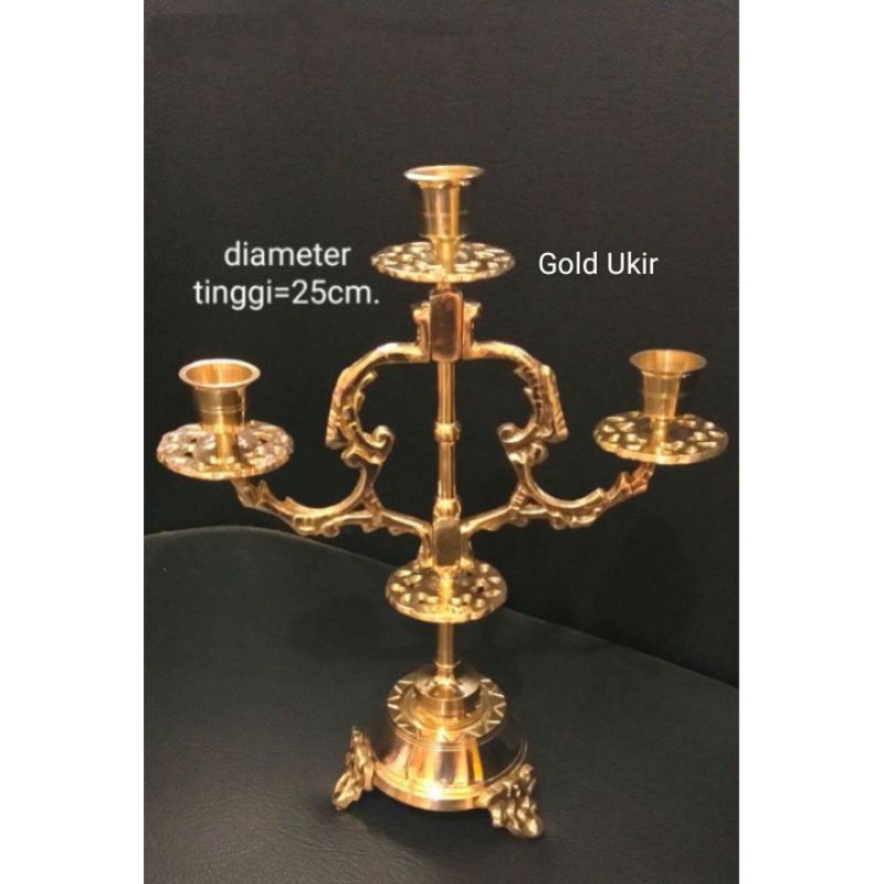 Tempat Lilin Kuningan Isi 3 Tinggi 25 cm