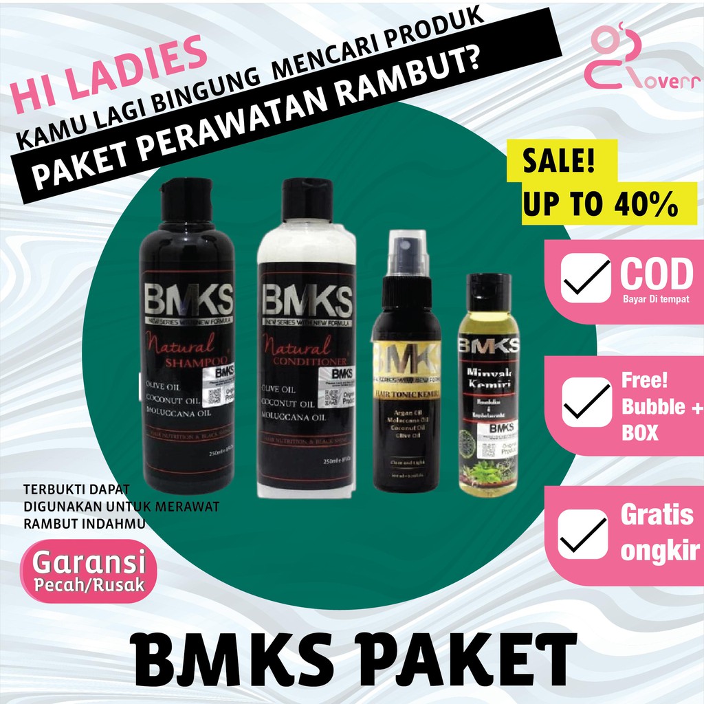 Paket Penyubur Penumbuh Penghitam Rambut Rontok BMKS 4in1 Minyak Kemiri Tonic Shampoo Conditioner P6