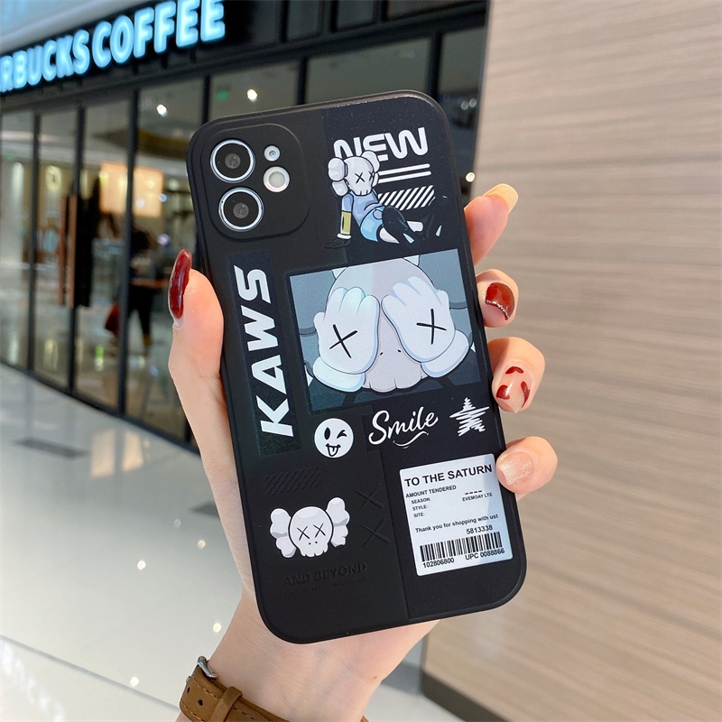 Fashion cartoon square for case iphone 11 pro max 12 13 pro max X/Xs max XR 7/8 plus se2020 liquid silicone fully enclosed shockproof protection case