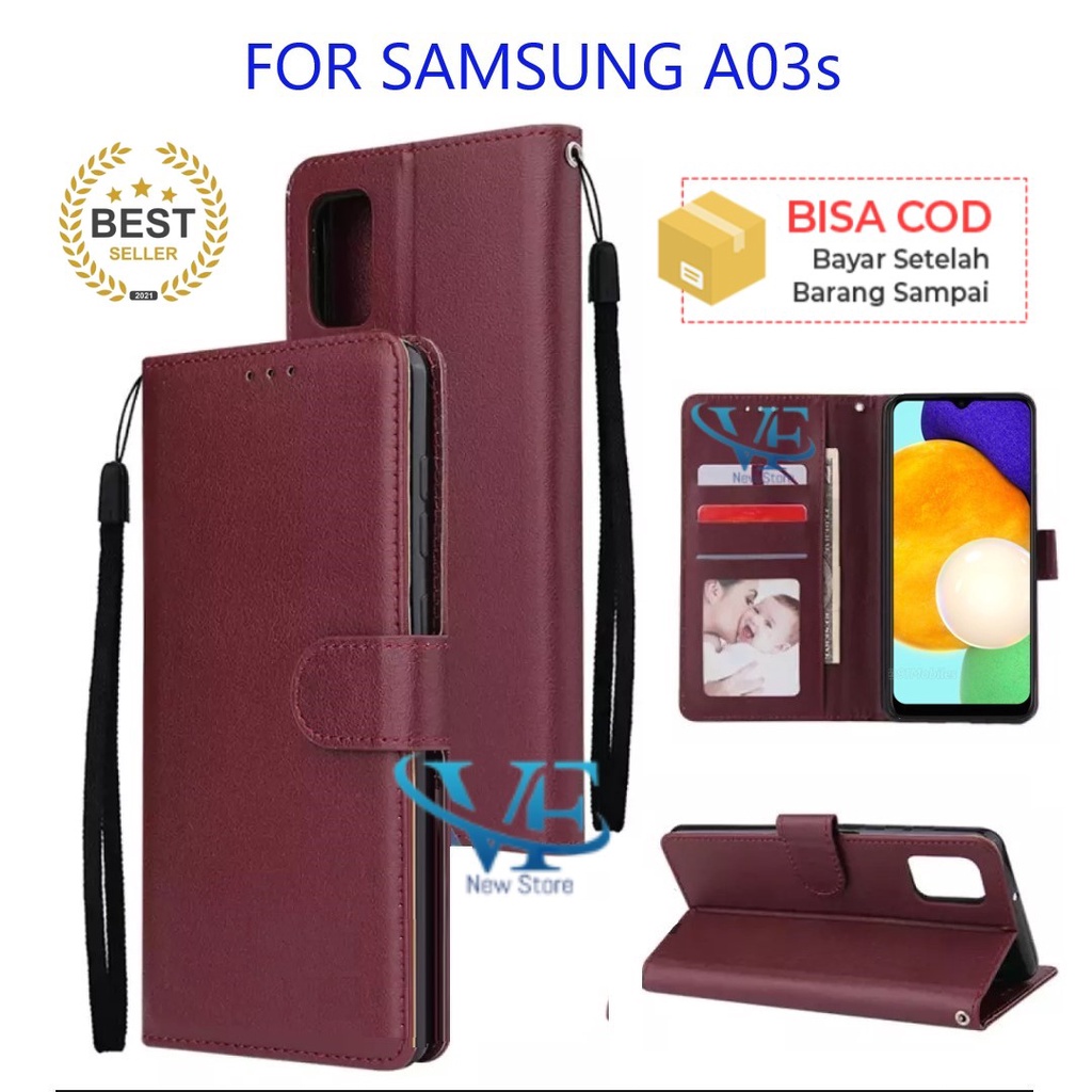 DOMPET HP UNTUK SAMSUNG A03s / LEATHER FLIP CASE SAMSUNG A03s