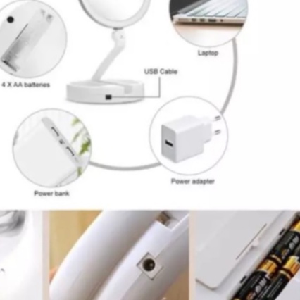 Mirror Double Sided LED Foldable Kaca Cermin Rias Make Up Lipat lampu-6