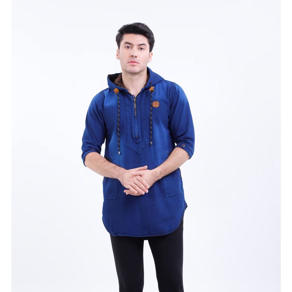 koko/koko pria hoodie levis terbaru/baju koko bahan denim original progresman
