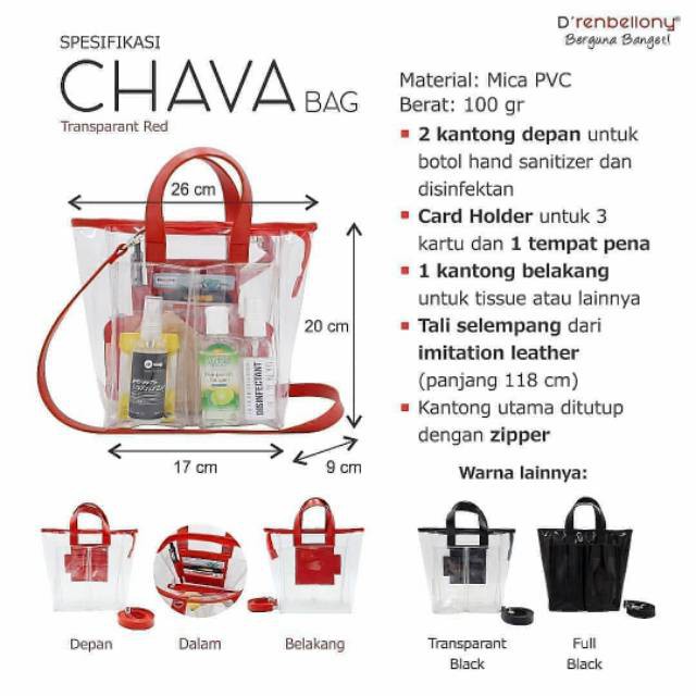 D'renbellony Chava Bag / Handy Bag /Tas Wanita /Tas Mika New N.ormal Transparan /Bag Cici