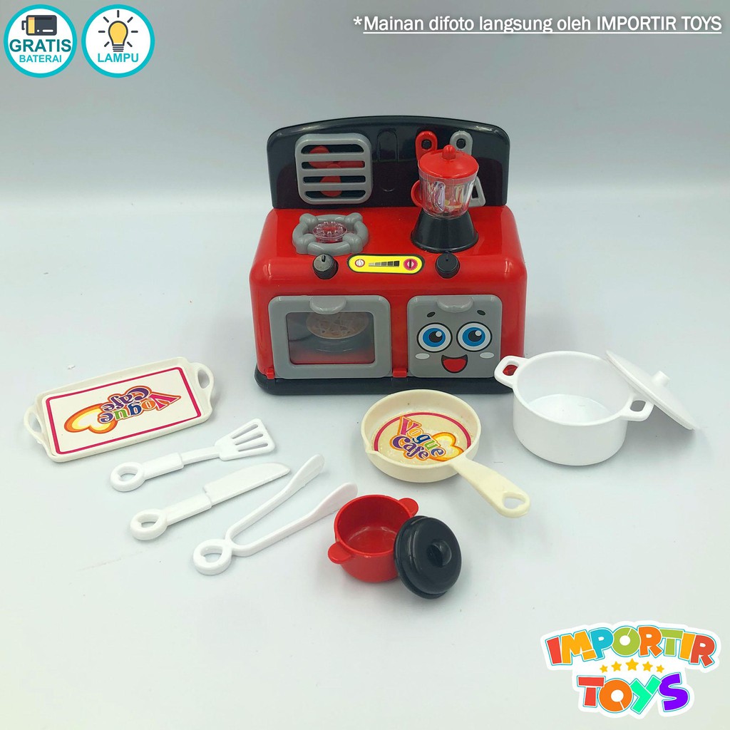 Mainan SET Masak masakan Blender Oven Kompor bisa Muter dan Nyala (Mini) FREE BATRE