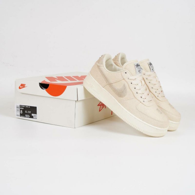 Sepatu Sneakers Nike Air Force 1 Low Stussy Fosill 100% BNIB