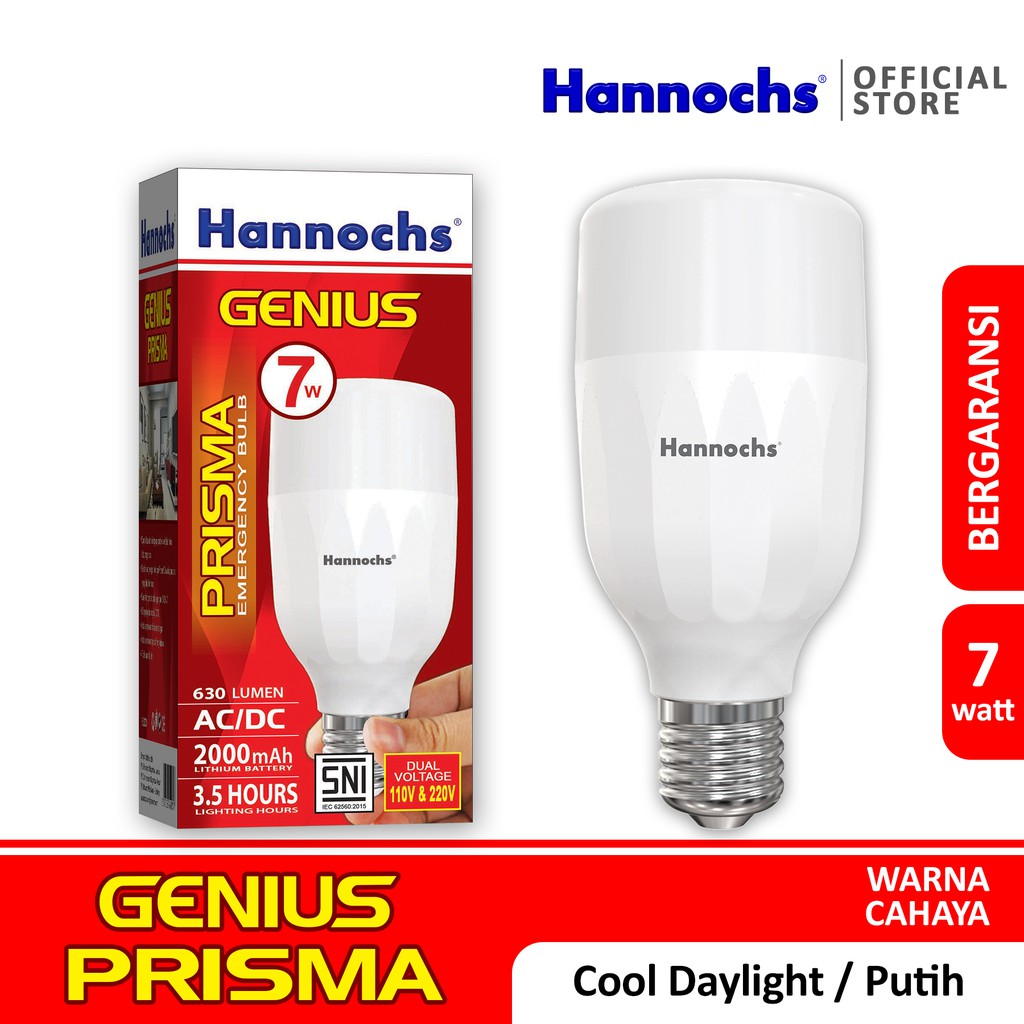 Hannochs Lampu Emergency Led Ac Dc Genius Prisma 7 Watt Cahaya Putih Shopee Indonesia