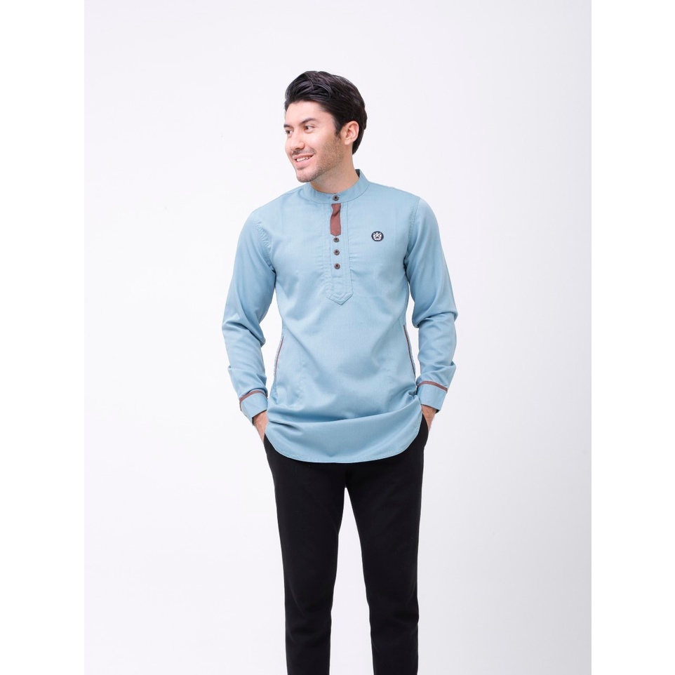 PROGRESS MAN baju koko pria lengan panjang koko kurta pangsi kemeja koko pria lengan panjang koko kurta pangsi baju kurta pangsi dewasa logo bordir Hijau P4N9S102