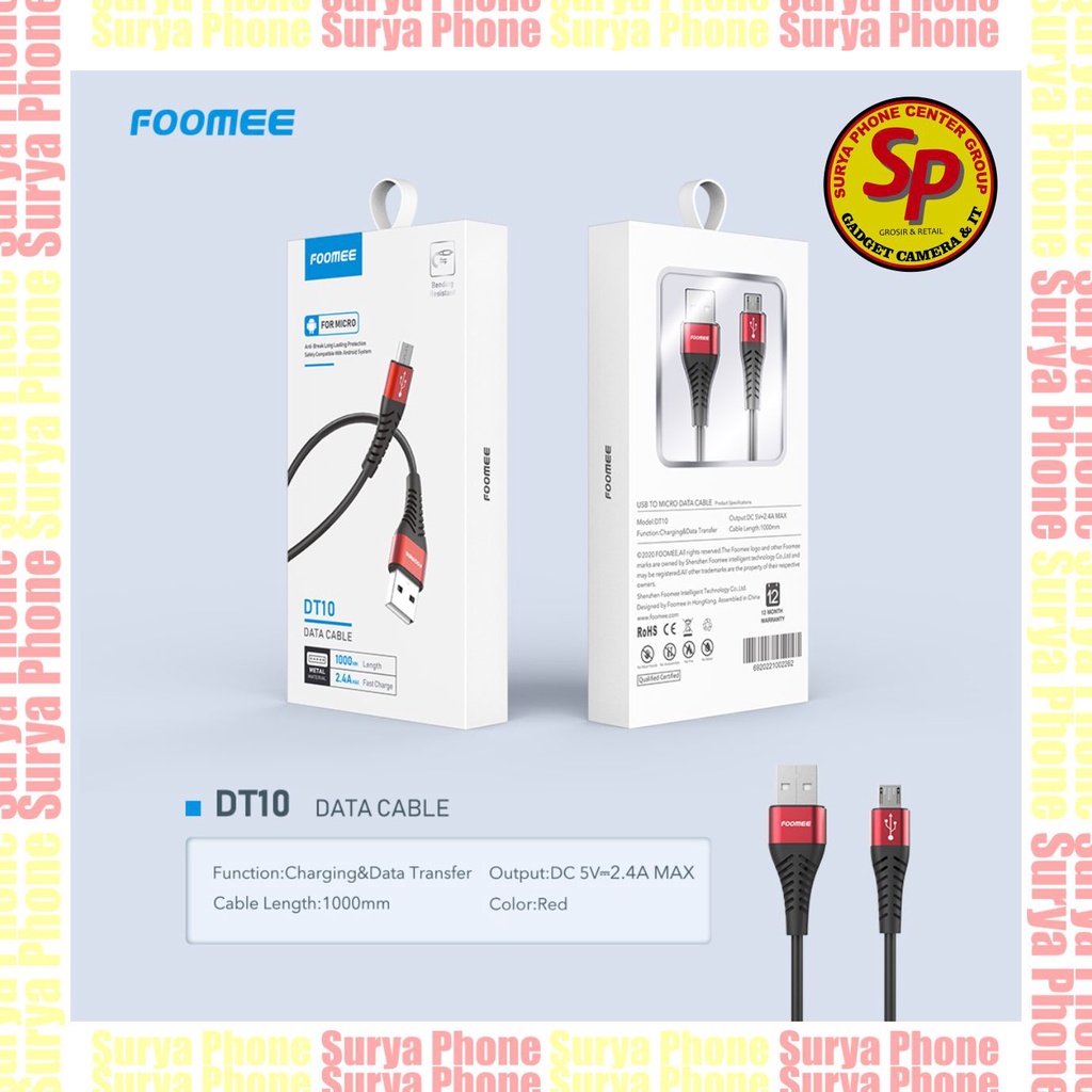 FOOMEE DT10 Data Cable MICRO 2.4A Max 1M