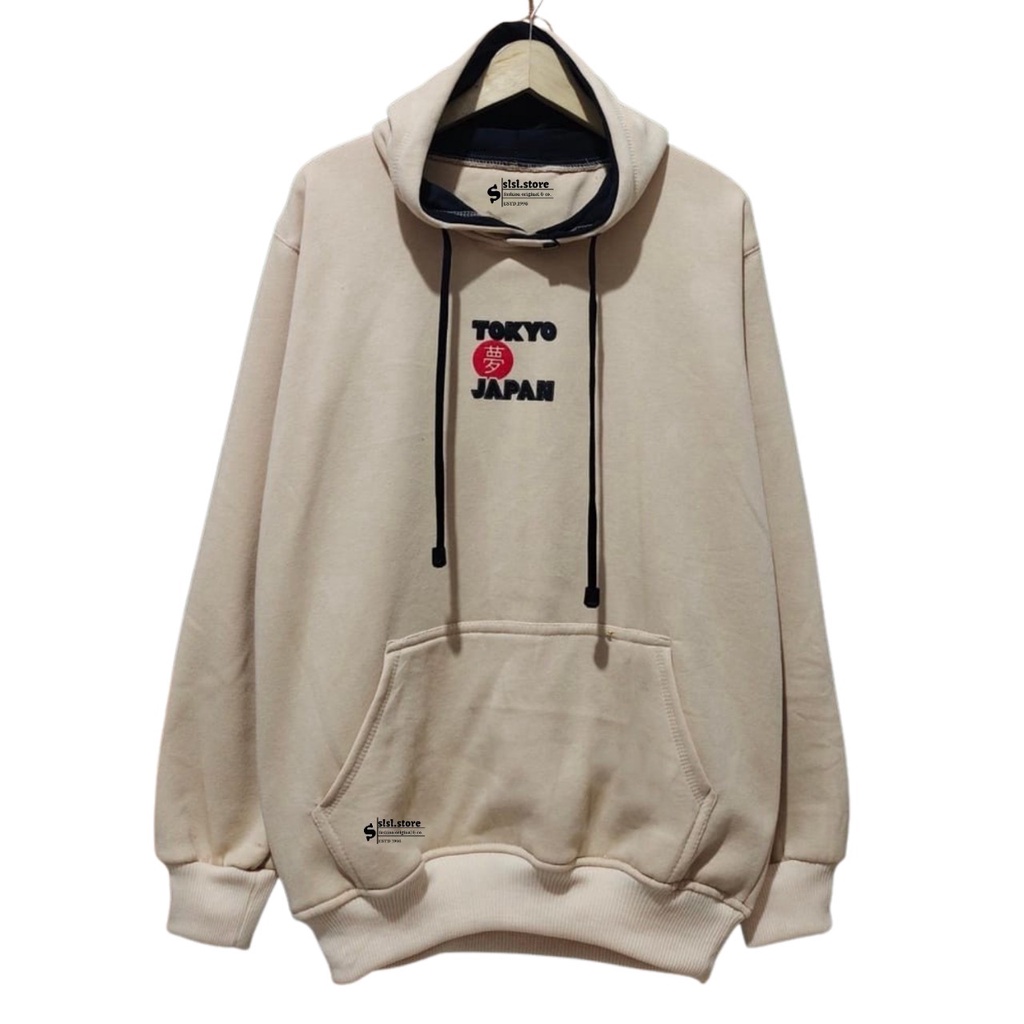 Fashion Pria Sweater Hoodie Jumper Aesthetic Terbaru Hodi Pria List Tokyo Japan Abu Tua Full Katun